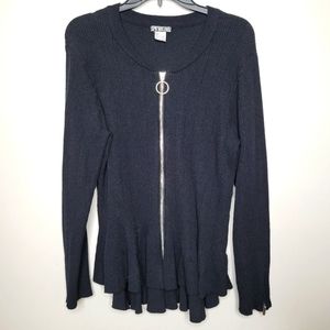 VENUS Full Zip Ribbed Black Cardigan Size XL